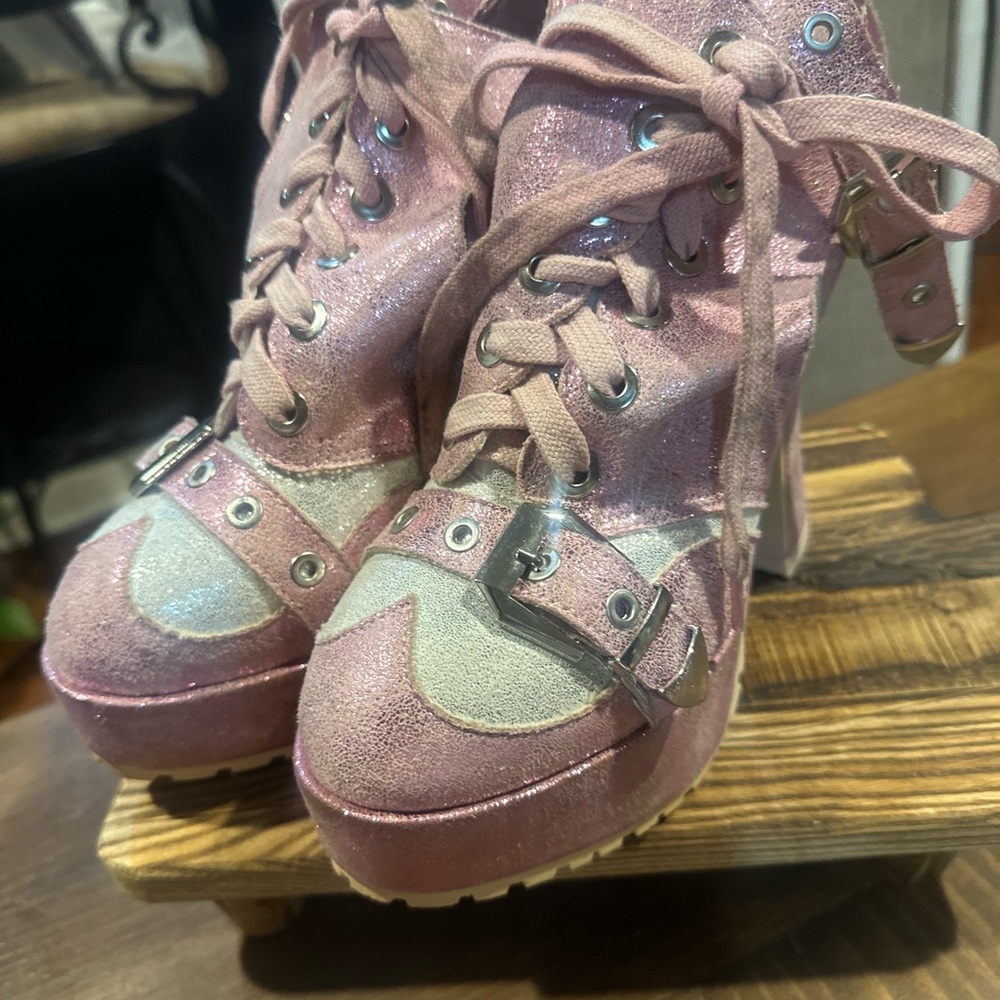 Ellie Pink and Silver Platform Shoes